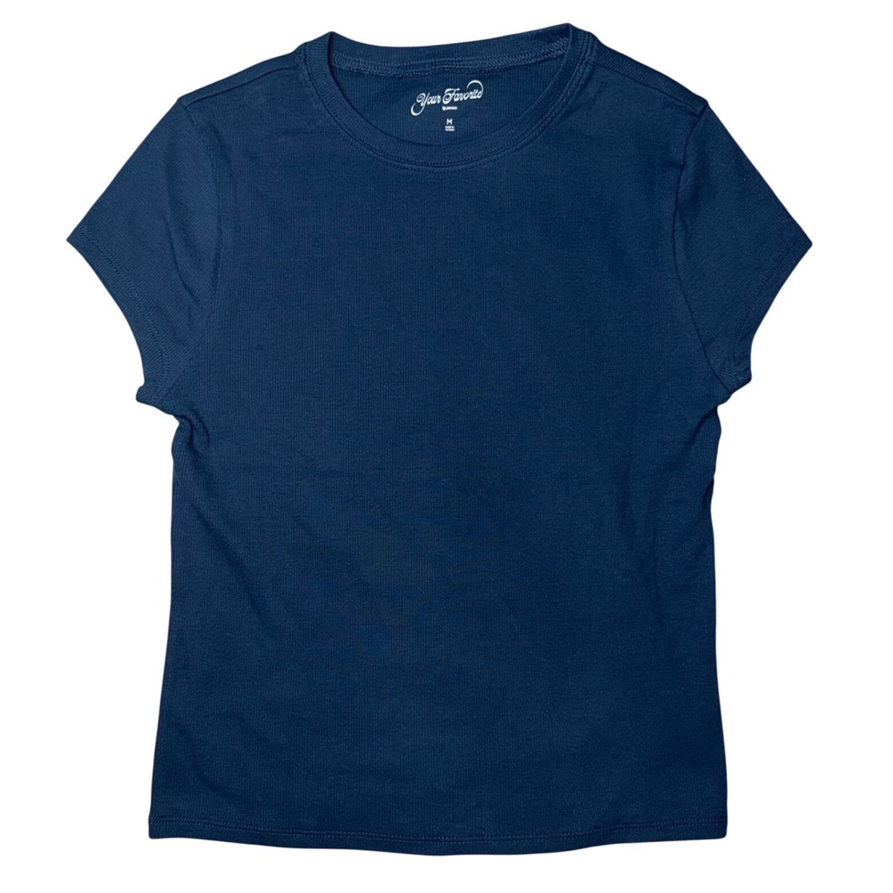 Your Favorite by PacSun Baby Tee Womens Medium Navy Blue NEW Ribbed Crew Neck